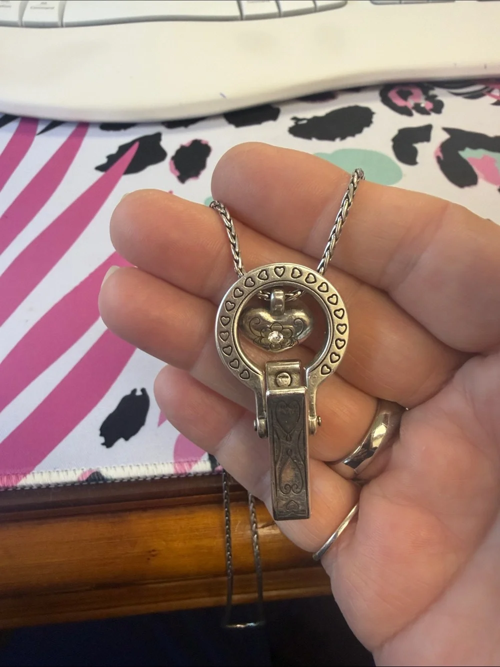 Brighton Silver-Tone Heart Clip Locket Necklace